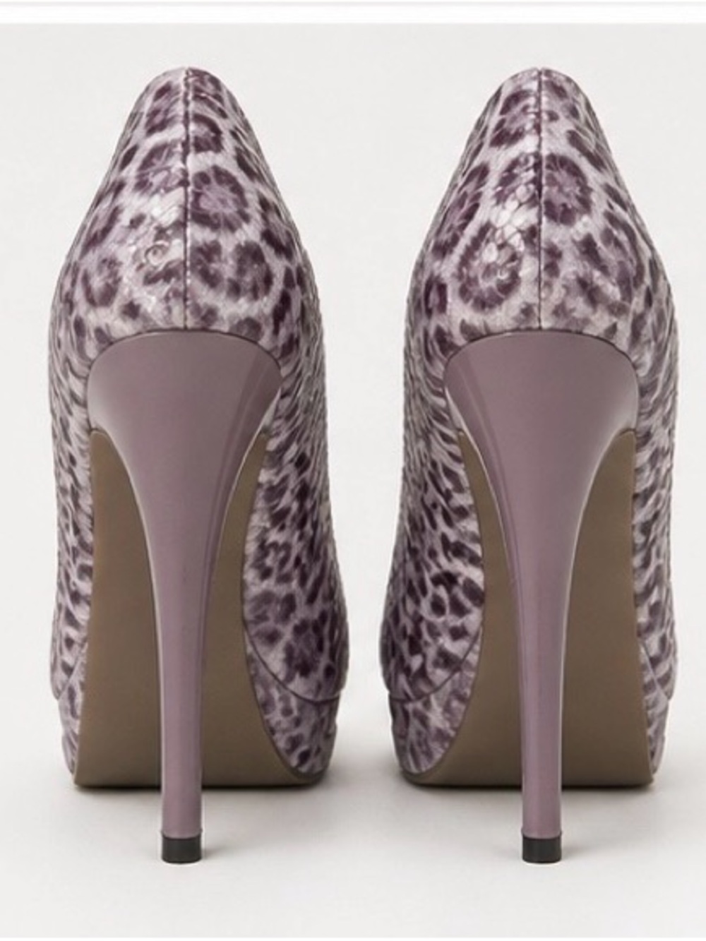 Purple Leopard-Print Pointed Stiletto Heels